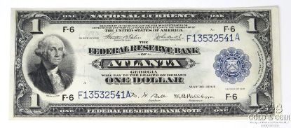Picture of 1918 $1 Federal Reserve Bank of Atlanta National Note Teehee/Burke Choice 