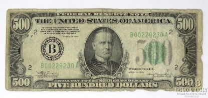 Picture of Series 1934 $500 Federal Reserve Note Chicago, IL  Julian/Morgenthau 