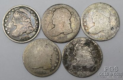 Picture of 1820, 1835 x3, 1836 Capped Bust Dimes 10c  (5pcs)