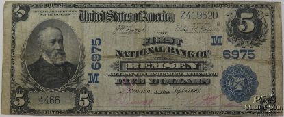 Picture of 1902 $5 First National Bank of Remsen, IA - Rare Note