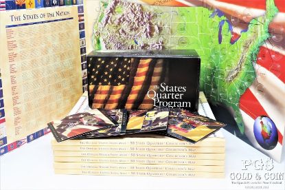 Picture of Assorted 1999-2003 State Quarters 25c & State Quarter Collector Maps  (130 coins/7 maps)