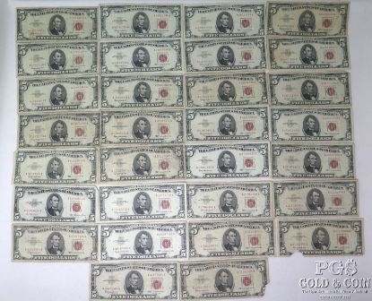 Picture of 1963 $5 United States Red Seal Notes x30