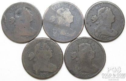 Picture of Assorted 1797-1803 Draped Bust Large Cents 1c (5pcs)