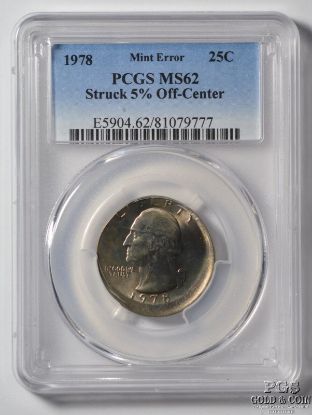 Picture of 1978 Washington Quarter 25c 5% Off-Center Mint Error MS62 PCGS 