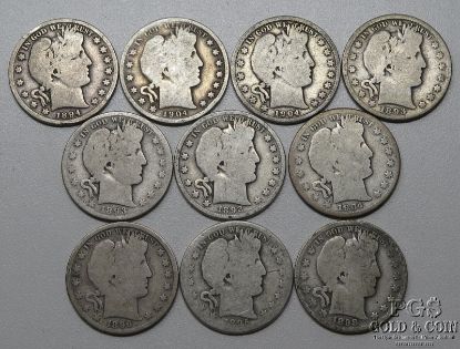 Picture of Assorted 1892-1904 Barber Half Dollars 50c (10pcs) Better Dates