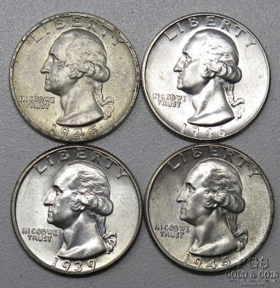 Picture of 1939-1946 Washington Quarters 25c (4pcs) Better Date/Grade