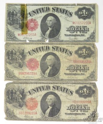 Picture of Series 1917 $1 United States Notes x3 including Elliott/White "Mule"