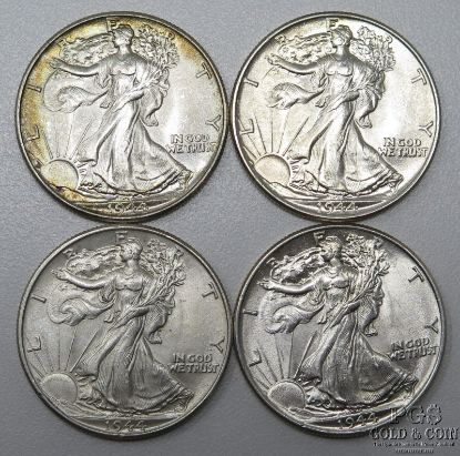 Picture of 1944-P Walking Liberty Half Dollars 50c (4pcs) BU