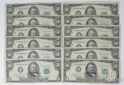 Picture of 1950-A,B,C,D $50 Federal Reserve Notes x12