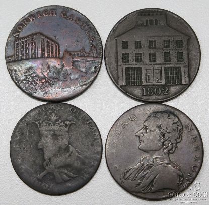 Picture of 1792, 1793, 1794, 1802 Great Britain Condor Tokens 1/2 Penny  (4pcs)