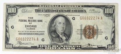 Picture of Series 1929 $100 United States National Currency Note Chicago, Illinois  