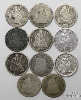 Picture of 1836-1888 Seated Liberty Dimes 10c (11pcs)