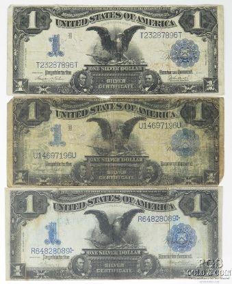 Picture of Series of 1899 $1 Silver Certificates x3 - Teehee/Burke + Vernon/Treat 