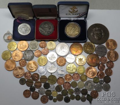 Picture of Assorted World/Foreign Tokens - Large and Small 