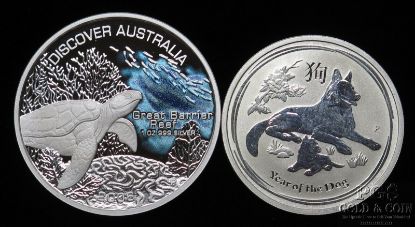 Picture of Australia 2006 Silver Proof Barrier Reef & 2018 1/2oz Proof Dog 