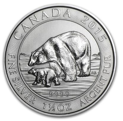 Picture of 2015 Canada 1.5 oz Silver $8 Polar Bear & Cub BU
