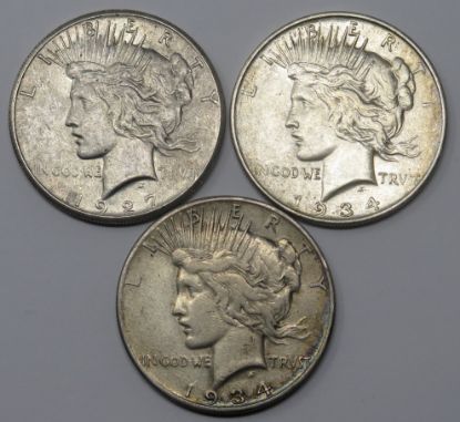 Picture of 1927, 1934-D, 1934-S Better Date Peace Dollars 28482