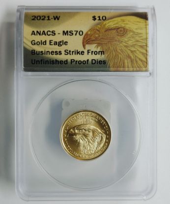 Picture of 2021-W T2 $10 American Gold Eagle *Proof Dies* MS70 ANACS