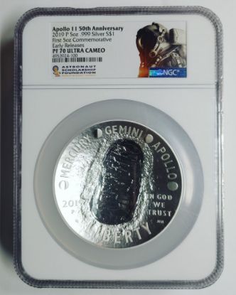 Picture of 2019-P Apollo 11 50th Anniversary 1st 5oz Silver Commemorative PF70 UCam NGC 