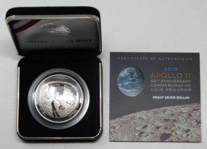 Picture of 2019 Apollo 11 50th Anniversary Silver Proof Commemorative w/ Box & COA