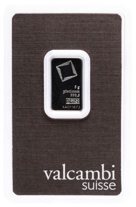 Picture of 5 gram Platinum Bar - Valcambi (Carded)