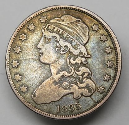 Picture of 1835 B-4 R-3 Obv Shattered Die Capped Bust Quarter Dollar 25c 
