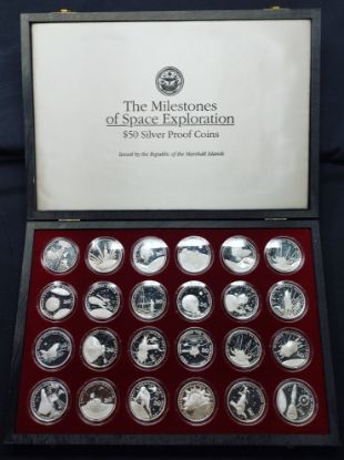 Picture of 1989 Marshall Islands $50 Silver "Milestones of Space Exploration" 24x 1oz Silver Coin Set 28416 