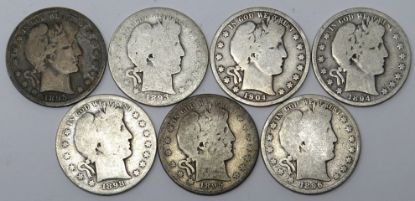 Picture of 7x 1893-1904 Better Date Barber Half Dollars 50c 