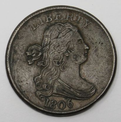 Picture of 1806 Small 6 No Stems Draped Bust Half Cent H1c 