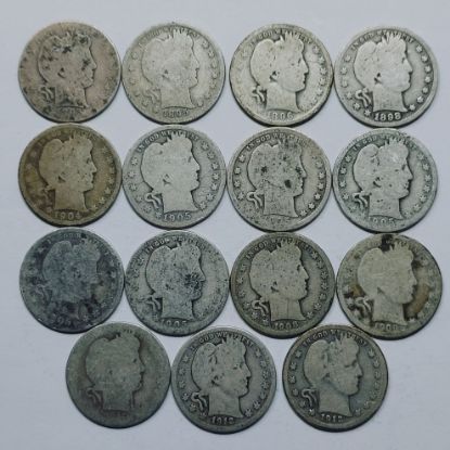 Picture of 15x 1893-1912 Better Date Barber Quarters 25c 