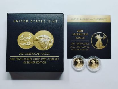 Picture of 2021 American Gold Eagle 1/10oz Two-Coin Set Designer Edition Box/COA