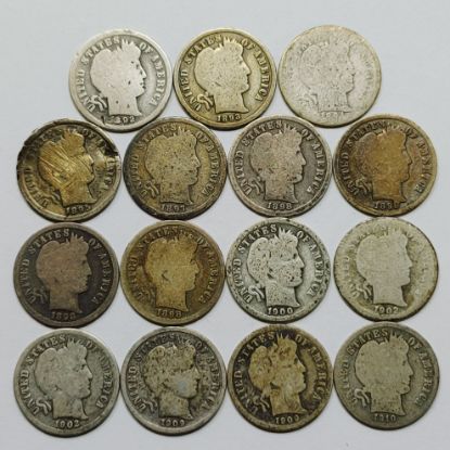 Picture of 15x 1892-1910 Better Date Barber Dimes 10c