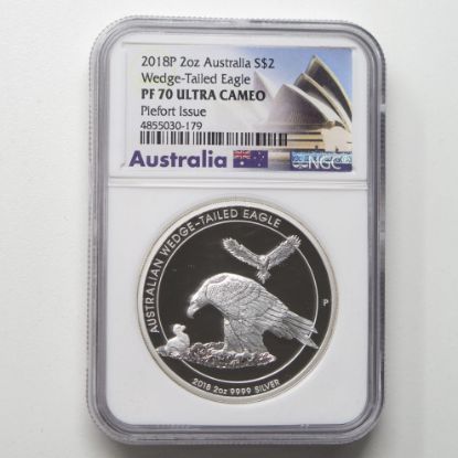 Picture of 2018-P Australia $2 Wedge Tailed Eagle Piedfort 2oz Silver PF70 UltraCam NGC