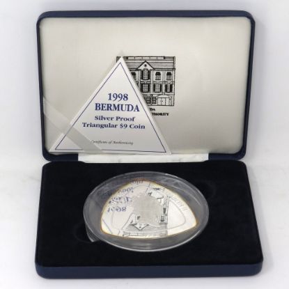 Picture of 1998 Bermuda $9 Proof Triangular Map 5 oz Silver Coin  Box/COA