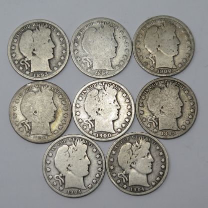 Picture of 8x 1900-1904 Better Date Barber Half Dollars 50c
