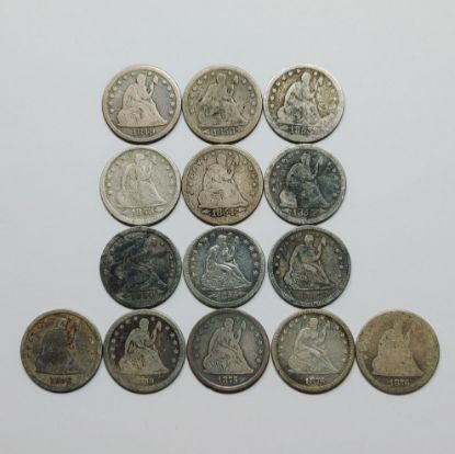 Picture of 14x 1849-1876  Seated Liberty Quarters 25c 28652