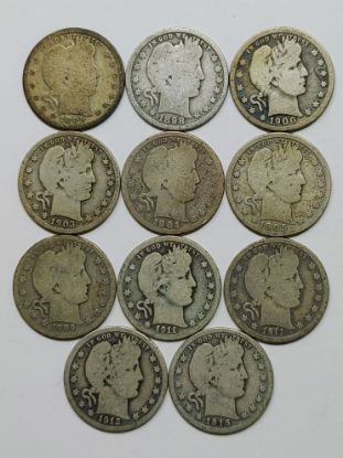 Picture of 11x 1895-1915 Better Date Barber Quarters 25c 28685