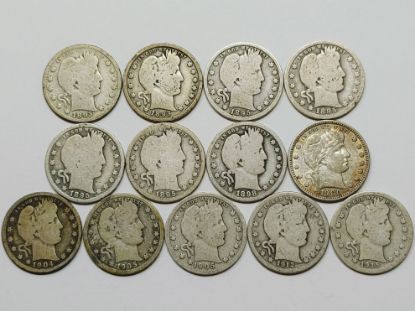 Picture of 13x 1893-1915 Better Date Barber Quarters 25c 28686