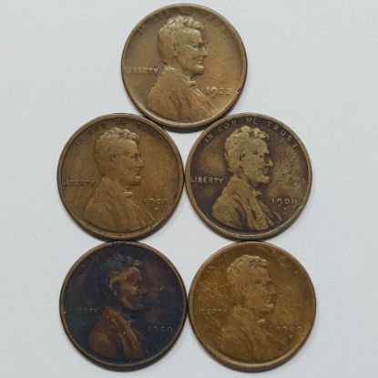 Picture of 4x 1909-S & 1922 No D Weak Reverse Key Date Lincoln Wheat Cents 1c Penny 28789