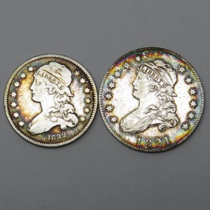 Picture of 1821 B-5 R-4, 1832 B-2 R-2 Capped Bust Quarter Dollars 25c 28817